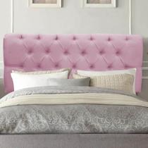 Painel Estofada Lady Capitonê 195 cm King Size Quarto para Cama Box Suede Rosa Bebê - KDAcanto Móveis