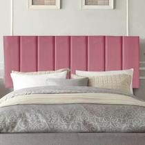 Painel Estofada Líbia 195CM King Suede Rosa - D A DECOR