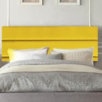 Painel Estofada Turim 100 cm Solteiro Quarto para Cama Box material sintético Amarelo - Damaffê Móveis