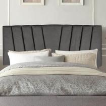 Painel Estofado Luxo Bélgica 160cm Queen Size Para Cama Box Suede Cinza - Gat Magazine