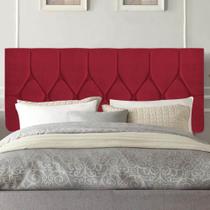 Painel Estofado Luxo Capitonê Istambul 140cm Casal Para Cama Box Suede Vermelho - Gat Magazine