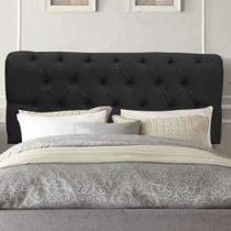 Painel Estofado Luxo Capitonê Livia 100cm Solteiro Para Cama Box material sintético Preto - Gat Magazine
