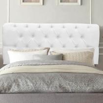 Painel Estofado Luxo Capitonê Livia 160cm Queen Size Para Cama Box material sintético Branco - Gat Magazine