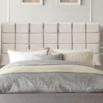 Painel Estofado Luxo Clara 100cm Solteiro Para Cama Box material sintético Bege - Gat Magazine