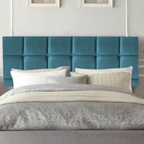 Painel Estofado Luxo Espanha 100cm Solteiro Para Cama Box Suede Azul Turquesa - Gat Magazine