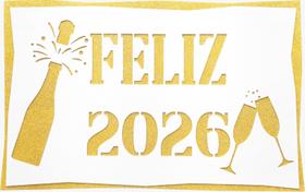 Painel Feliz Ano Novo Espumante 2026 EVA Dourado/Branco 54x34 cm Vivarte Painel Feliz Ano Novo Espumante 2026 EVA Dourado/Branco 54x34 cm Vivarte