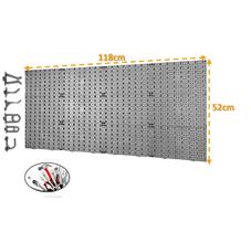 Painel Ferramenta Modular 118X52Cm Plástico 48 Ganchos Cinza