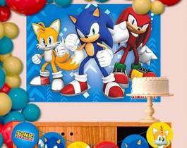 Painel Festa Banner Sonic Game 140x103cm Painel Grande - piffer
