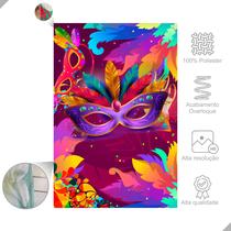 Painel Festa Carnaval Vertical em Tecido Casadinho Máscaras de Carnaval Cores Vivas