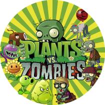 Painel Festa Decoração Redondo Sublimado Plants Vs Zombies 1,50X1,50
