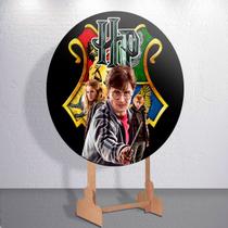 Painel Festa Escola de Bruxos Estampa Redondo Capas Decoração Infantil Grande e Mini Pequeno