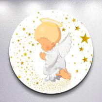 Painel festa infantil Anjinhos capa redonda tamanhos diversos mini e grande