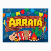 Painel Festa Junina Decoração Arraia com Sanfona Fogueira Fogos Balões 140 cm - Piffer