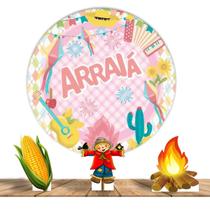 Painel Festa Redondo 1,50m 03 Totens Display MDF 25cm Festa Junina