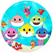 Painel Festa Redondo Baby Shark 3d sublimação Digital 1,50m - Fantasia Bras