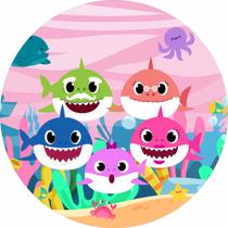 Painel Festa Redondo Baby Shark Menina 3d, 1,50 Diâmetro mod3 - Fantasia Brás