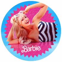 Painel Festa Redondo Barbie 3D Tecido 1,50M X 1,50M