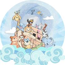 Painel Festa Redondo C/ Elástico 1,50m Arca De Noé Painel Festa Redondo C/ Elástico 1,50m Arca De Noé