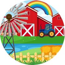 Painel Festa Redondo C/ Elástico 1,50m Trator Painel Festa Redondo C/ Elástico 1,50m Trator