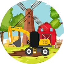 Painel Festa Redondo C/ Elástico 1,50m Trator Painel Festa Redondo C/ Elástico 1,50m Trator