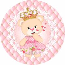 Painel Festa Redondo C/ Elástico 1,50m Ursinha Princesa