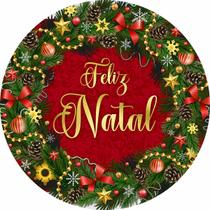 Painel Festa Redondo Sublimado Natal 1,50m