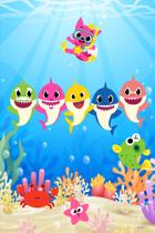 Painel Festa Retangular Para Casado 1,5x2,2m Baby Shark 2