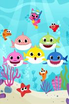 Painel Festa Retangular Para Casado 1,5x2,2m Baby Shark 3