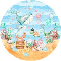 Painel Festa Sublimado C/ Elástico 1,50m Fundo Do Mar Painel Festa Sublimado C/ Elástico 1,50m Fundo Do Mar