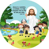 Painel Festa Sublimado C/ Elástico 1,50m Jesus e as crianças - Fadrix