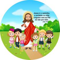 Painel Festa Sublimado C/ Elástico 1,50m Jesus e as crianças - Fadrix