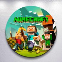 Painel Festa Sublimado Capa Game Craft Jogo Menino Decoração Estampa Infantil Redondo Mini ou Grande