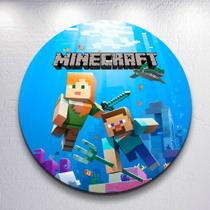 Painel Festa Sublimado Capa Game Craft Jogo Menino Decoração Estampa Infantil Redondo Mini ou Grande