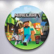 Painel Festa Sublimado Capa Game Craft Jogo Menino Decoração Estampa Infantil Redondo Mini ou Grande