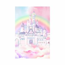 Painel Festa Vertical em Tecido Casadinho Castelo de Princesa Arco Íris nas Nuvens Aquarela Painel Festa Vertical em Tecido Casadinho Castelo de Princesa Arco Íris nas Nuvens Aquarela