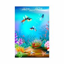 Painel Festa Vertical em Tecido Casadinho Fundo do Mar Peixe Beta