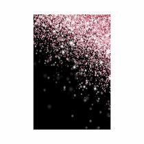 Painel Festa Vertical em Tecido Casadinho Glitter Rosa com Fundo Preto