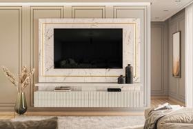 Painel Gaia para TV de até 75 polegadas - CALACATA / OFF WHITE - Madetec