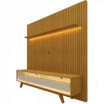 Painel Gelius Nobre e Rack requinte com LED largura 185 cm para TV de 75 polegadas Naturale/OFF White