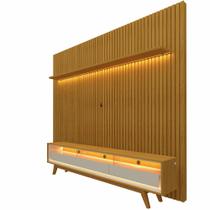 Painel Gelius Nobre e Rack requinte com LED largura 230 cm para TV de 85 polegadas Naturale/OFF White