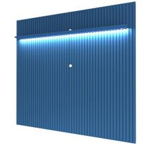 Painel Gelius Nobre ripas autênticas largura de 2,30 metros com LED para TV de ate 85 polegadas Azul Royal