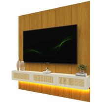 Painel Gelius Realce Native Home porta com tela em Rattan largura de 220 cm LED 100% MDF Natutale OFF White Painel Gelius Realce Native Home porta com tela em Rattan largura de 220 cm LED 100% MDF Natutale OFF White