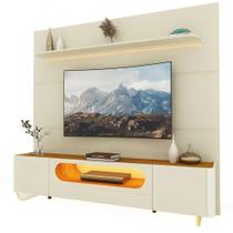 Painel Gelius Royal e Rack Nobre com LED para TV de até 85 polegas largura de 220 cm pés de vidro OFF White/Naturalle Painel Gelius Royal e Rack Nobre com LED para TV de até 85 polegas largura de 220 cm pés de vidro OFF White/Naturalle