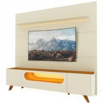 Painel Gelius Royal e Rack Nobre com LED para TV de até 85 polegas pés de madeira OFF White/Naturalle