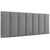 Painel Greta Pro 140cm Casal para Quarto Suspenso Cinza