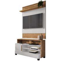 Painel Guaratuba E Rack Pipa Tv 48 Pol 108 Cm Cinamomo Off White Bechara