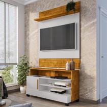 Painel Guaratuba E Rack Pipa Tv 48 Pol 108 Cm Naturalle Off White Bechara