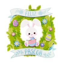 Painel Guirlanda Feliz Páscoa Coelhinho Ovo Páscoa - 01 unid Painel Guirlanda Feliz Páscoa Coelhinho Ovo Páscoa - 01 unid