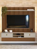 Painel Home Authentique p/ TV até 75" Freijó/Off White + KIT Fitas de LED CasaMadre