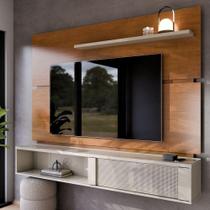 Painel Home Dom De Parede Tv Até 75 Polegadas Para Sala De Estar Com Prateleira E Bancada Cinamomo Off